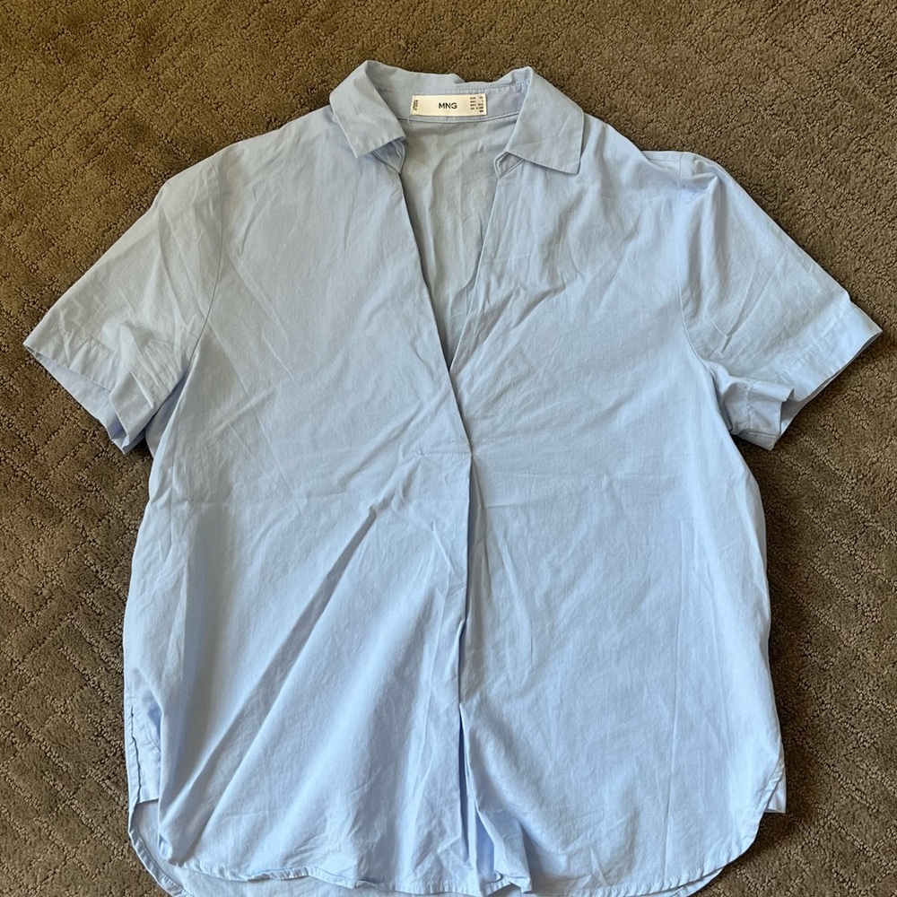 MNG Light Blue Short-Sleeve Shirt